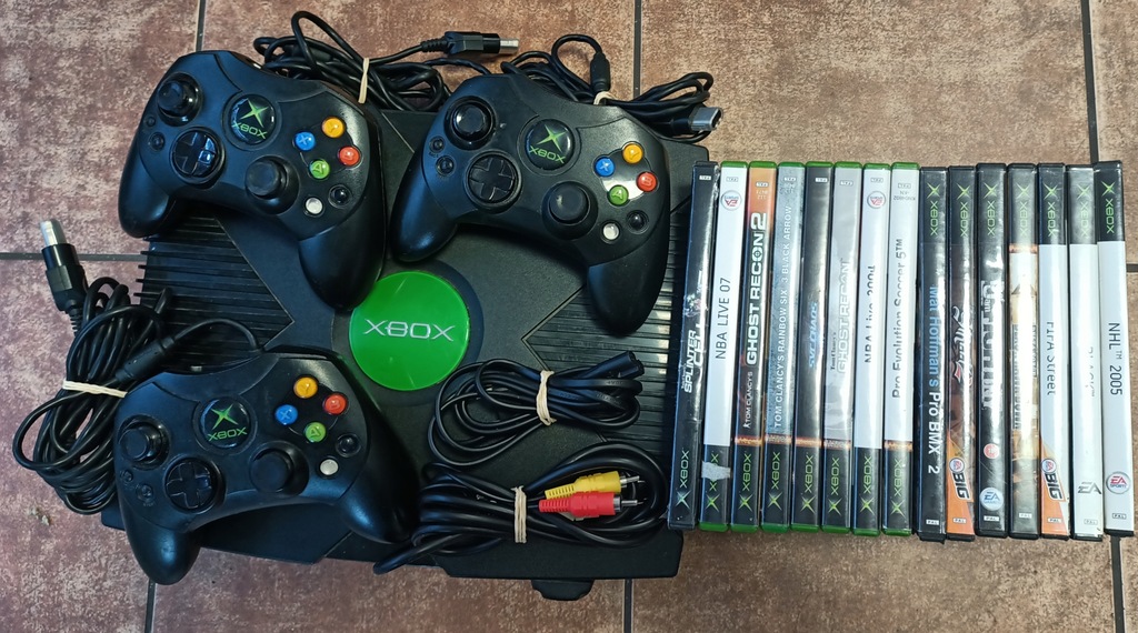 Xbox Classic + 3 PADY + KABLE + 15 GIER