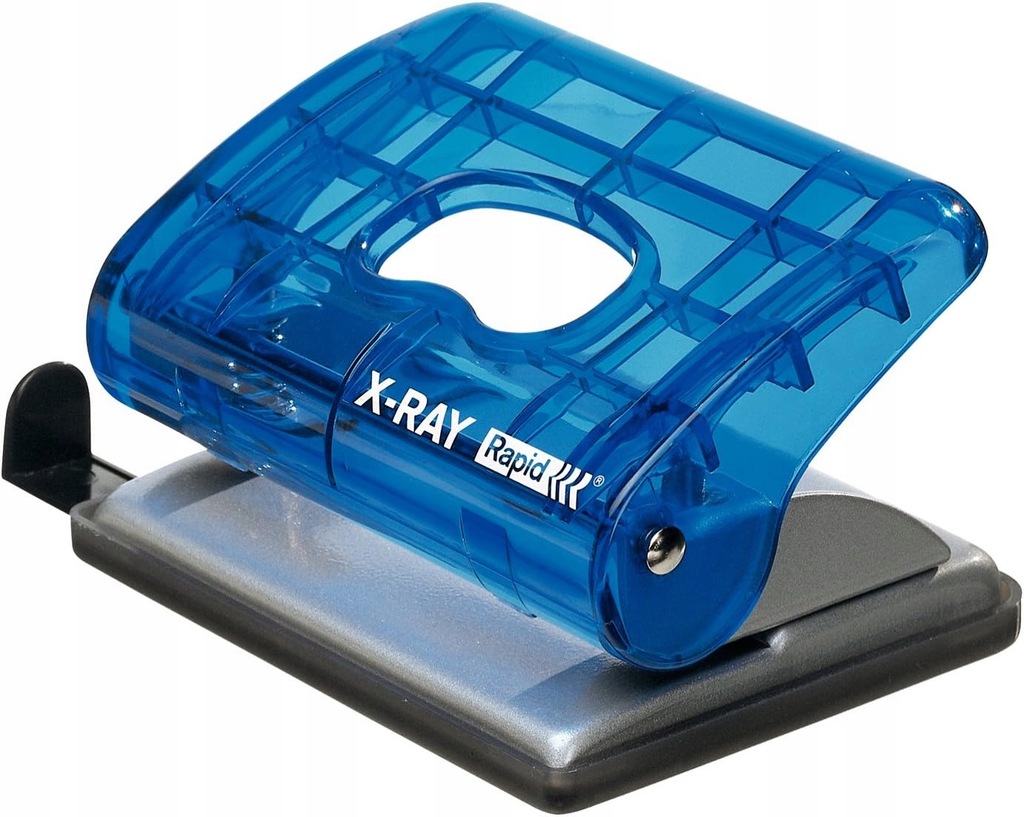 Dziurkacz biurowy (tworzywo sztuczne/metal, 20 arkuszy) niebieski