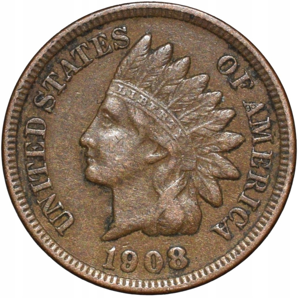 USA 1 cent 1908 Cent z głową Indianina