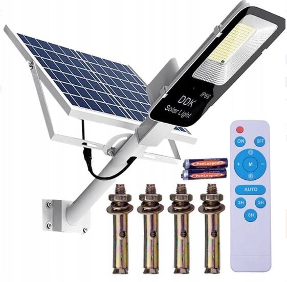 Lampa SOLARNA Uliczna Latarnia Panel Solarny 600W Pilot Uchwyt Przemysłowa