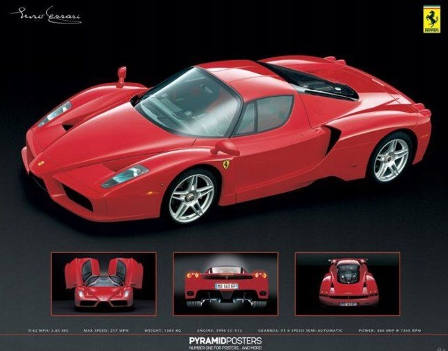 Czerwone Ferrari Enzo - plakat z autem 50x40 cm