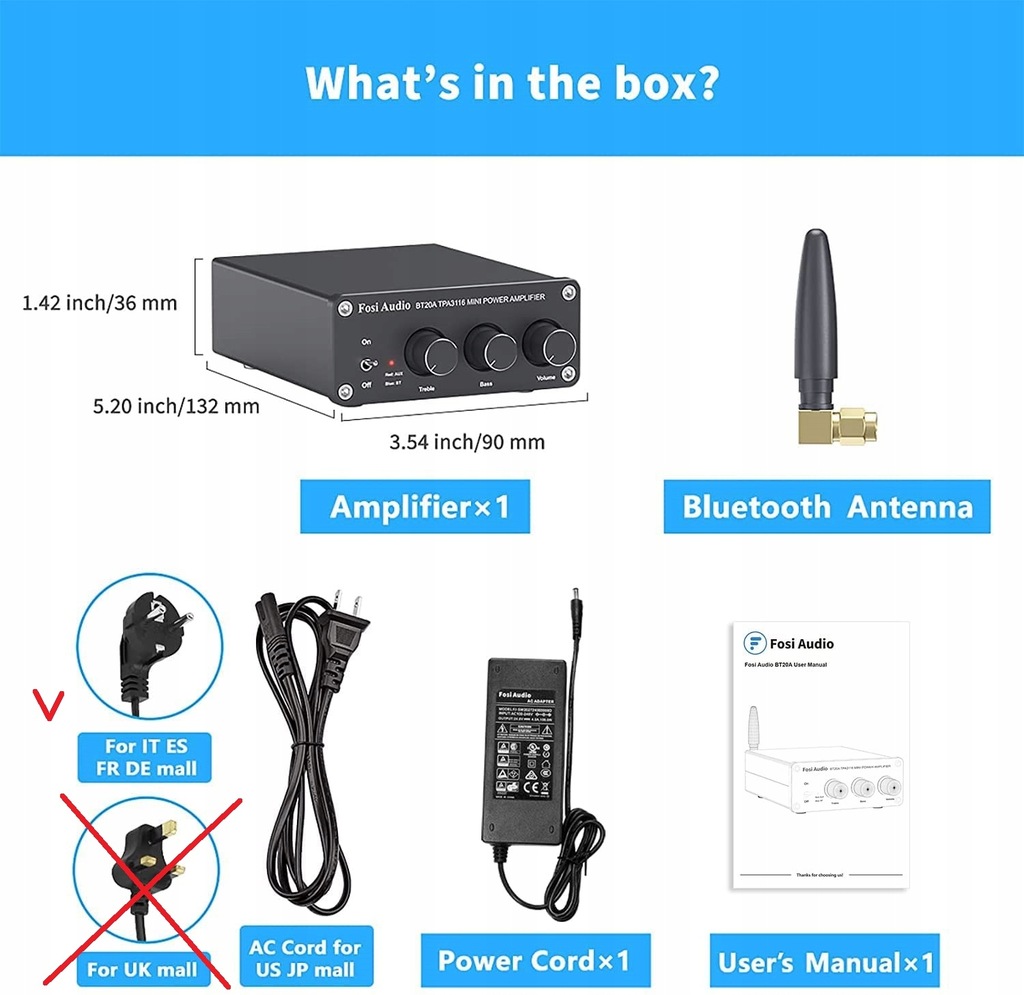 Купить Усилитель Fosi Audio BT20A Bluetooth 5.0 100 Вт x 2: отзывы, фото, характеристики в интерне-магазине Aredi.ru