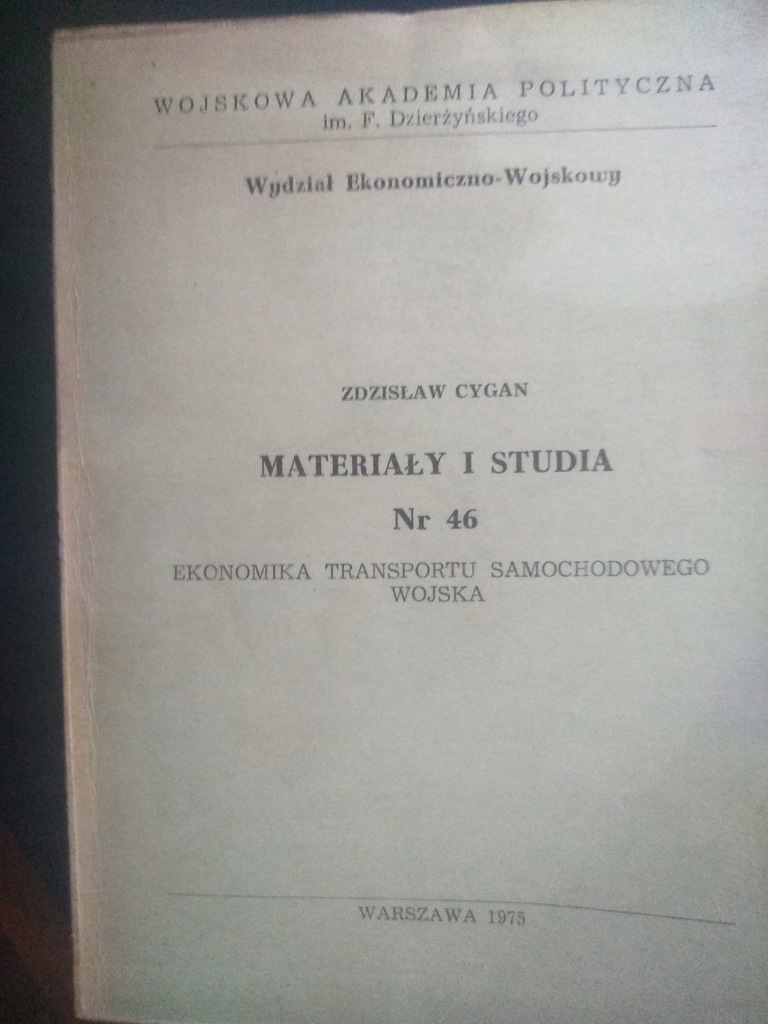 Ekonomika Transportu Samochodowego Wojska. Zdzisław Cygan 1975