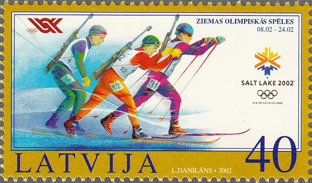 Łotwa 2002 Znaczek 565A ** sport Olimpiada igrzyska olimpijskie narty