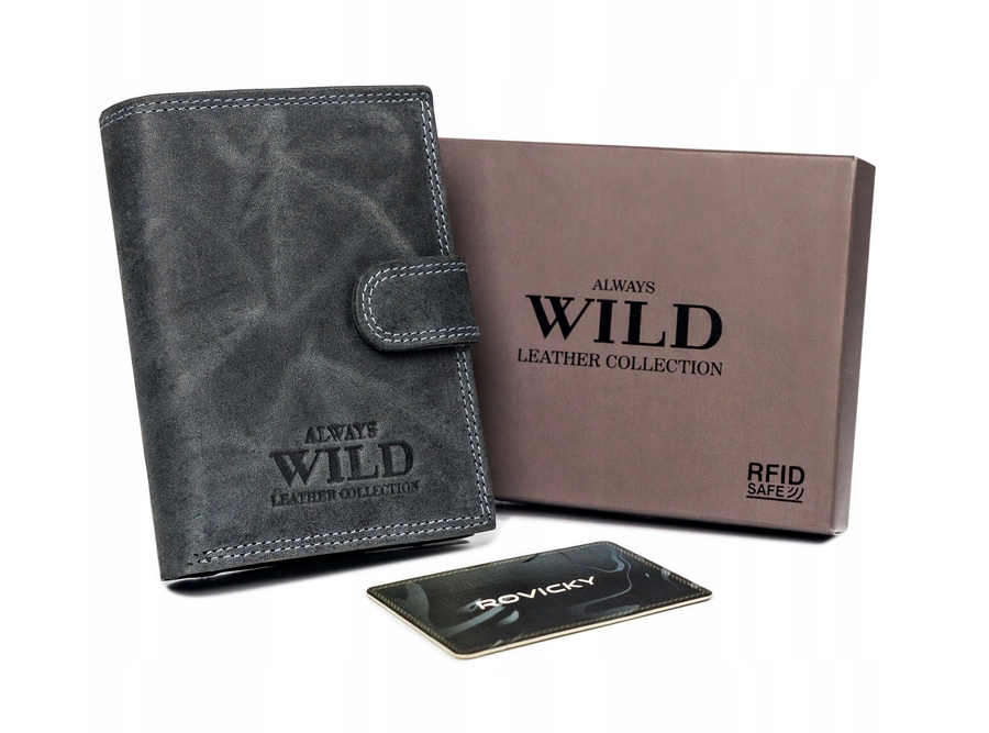 Męski portfel skórzany z zewnętrzną kieszonką do płatnośc Always Wild