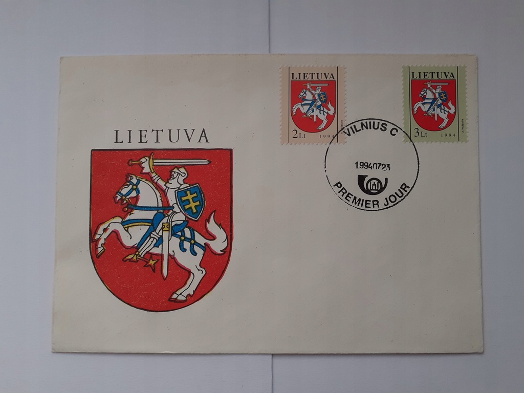 koperta jak FDC - Litwa , rycerz , Wilno 1994