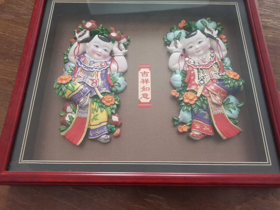 oryginał chińska płaskorzeźba porcelana szczęście