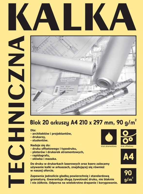 Kalka Techniczna Kreślarska A4 20ark 90g KohINoor