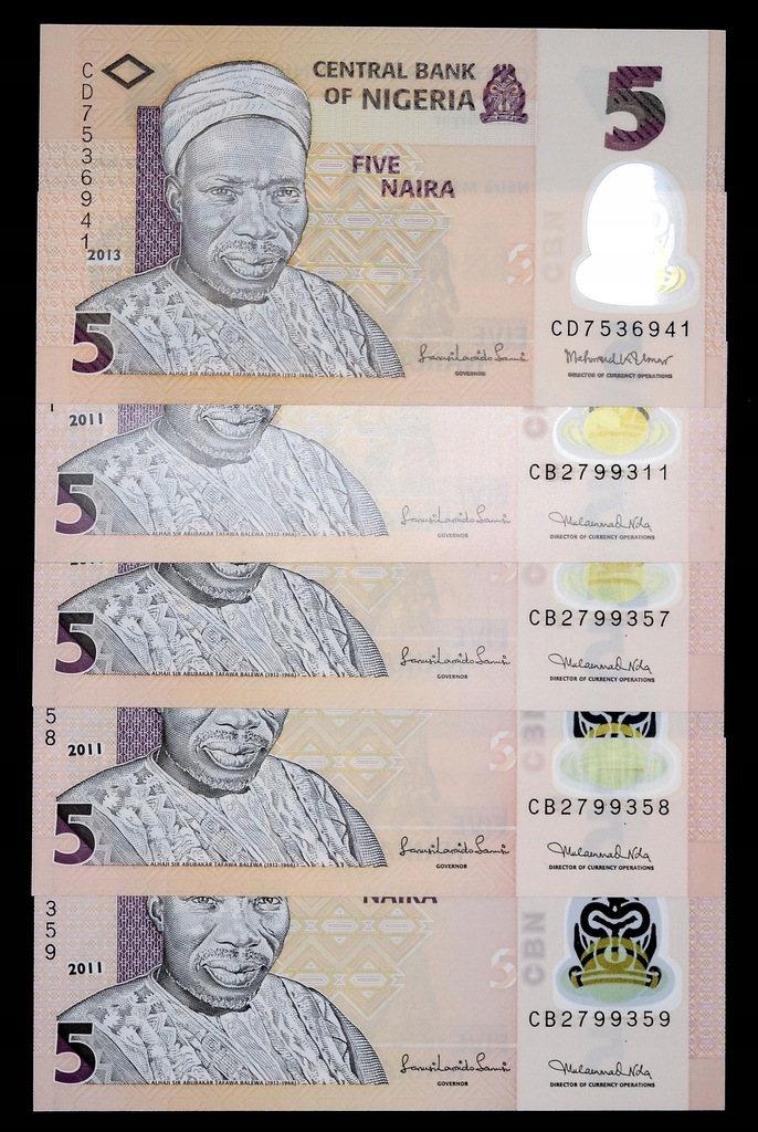 5 naira Nigeria zestaw 5 szt.