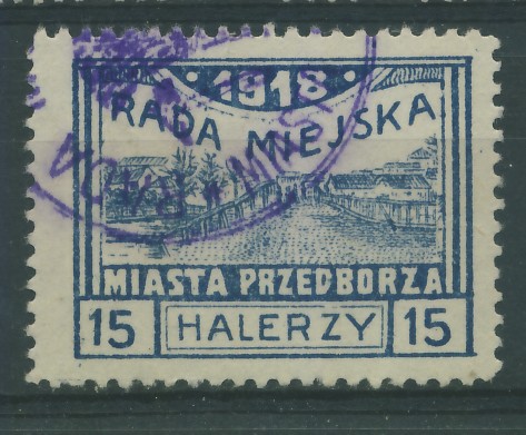 Poczta Mista Przedborza 15 halerzy - 1918