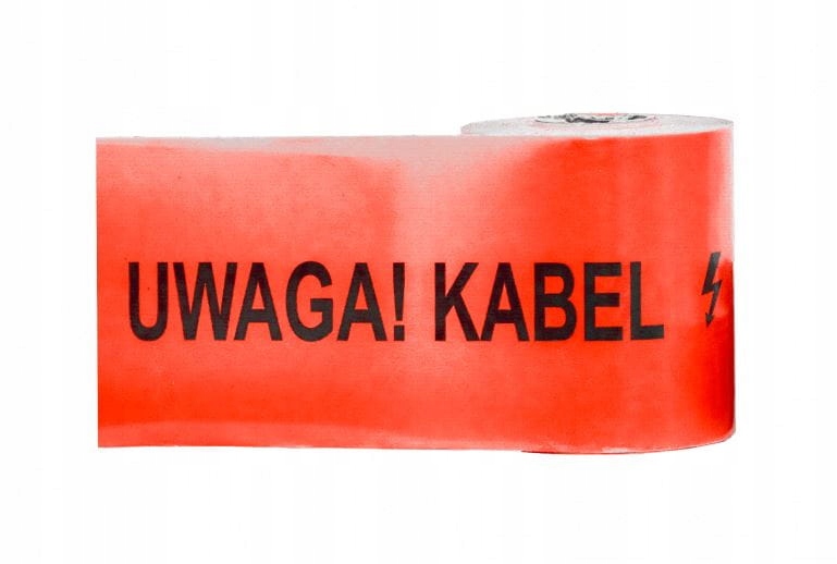 Folia kablowa czerwona UWAGA KABEL 200x0,2 100mb