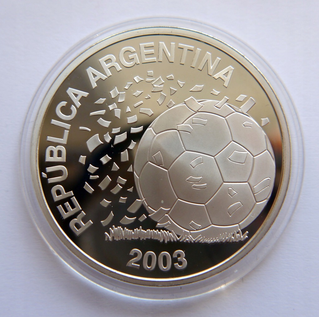 ARGENTYNA 5 PESOS 2003 PIŁKA NOŻNA SREBRO