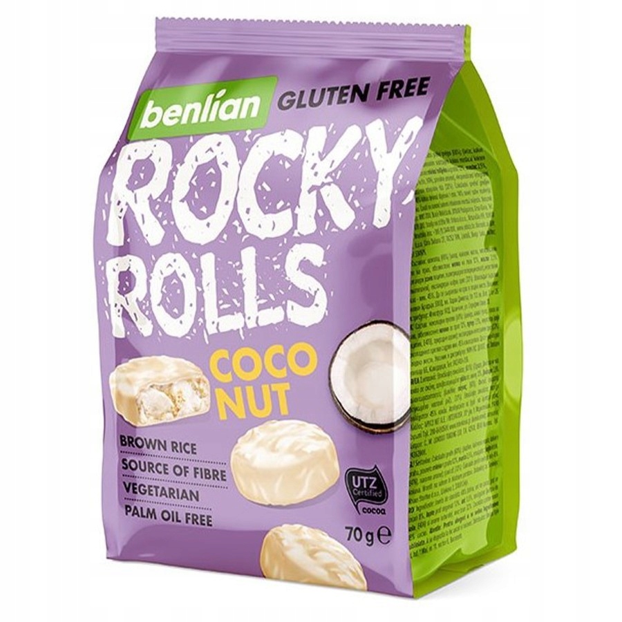 Wafle ryżowe w polewach Rocky rolls white - 70g