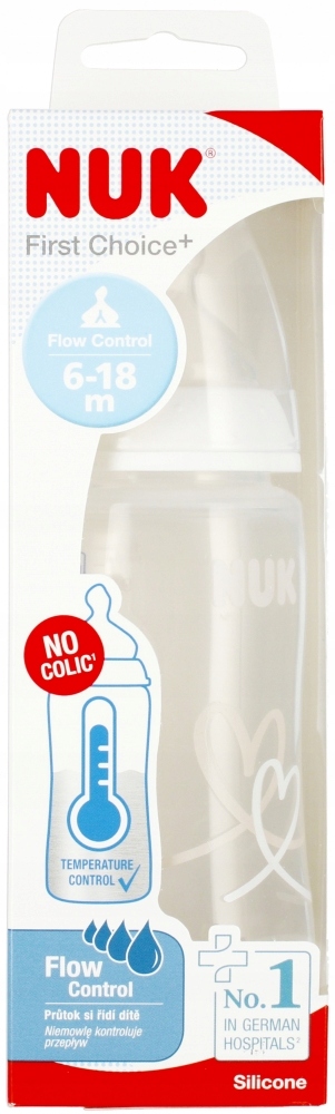 NUK MP Butelka z wskaźnikiem temp. 300 ml 6-18m First Choice biała