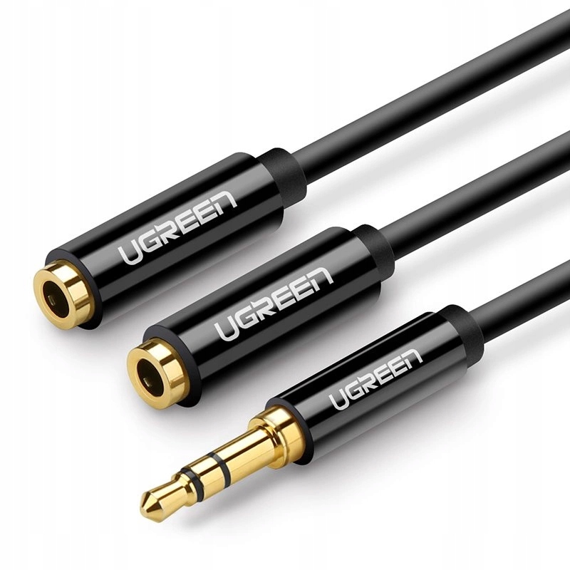 Ugreen kabel przewód rozdzielacz słuchawkowy 3,5 mm mini jack AUX 25cm czar