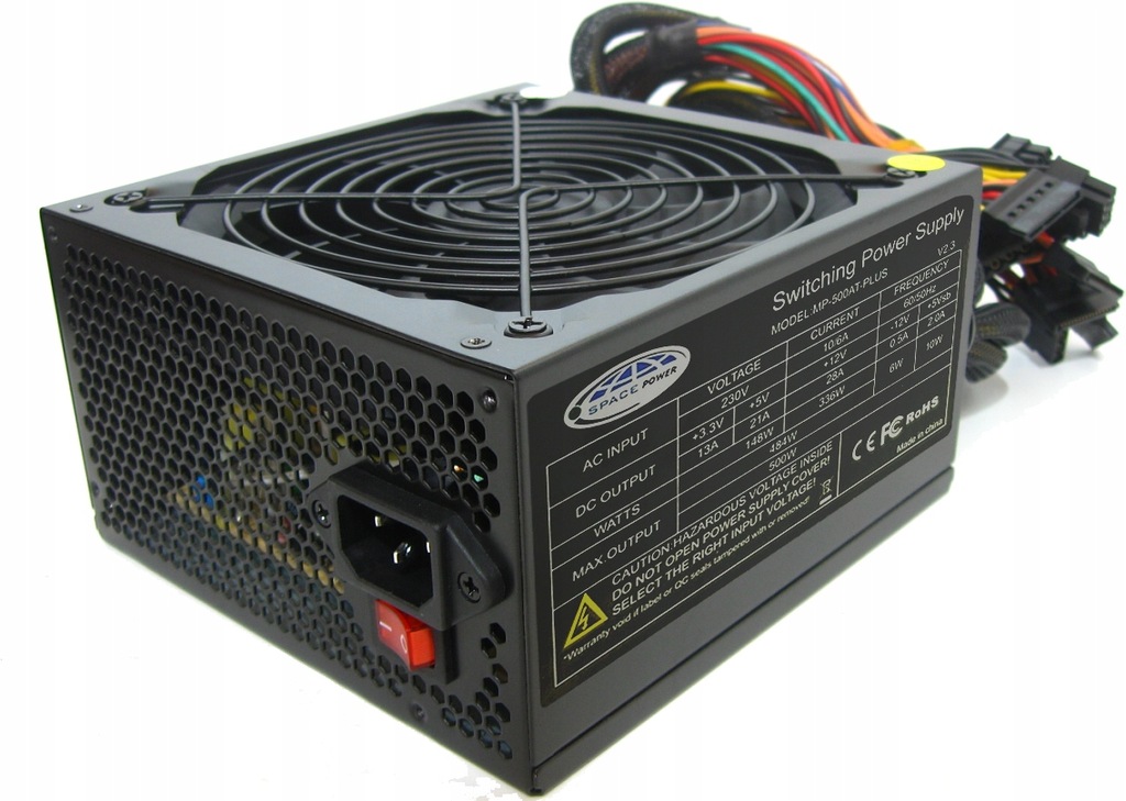 CPU cy425354123 Zasilacz do komputera 500W PLUS ATX 4-pin CPU SATA MOLEX 120mm