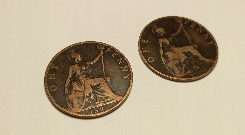 2 monety- 2 x 1 pens -Wielka Brytania- 1896~1900r.