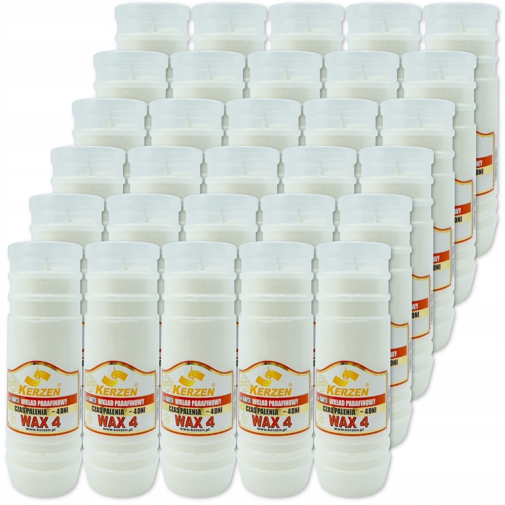 Wkłady do zniczy parafinowe KERZEN WAX 4 96h 30szt