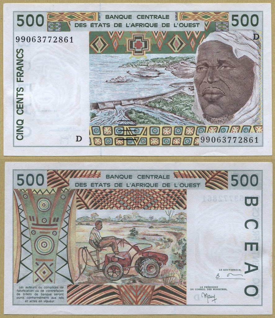 -- MALI WEST AFRICAN STATES 500 FRANCS 1999 D UNC-