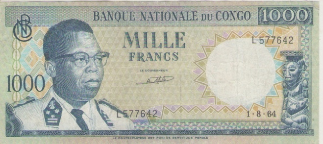 Kongo 1000 frs -1964-rzadsze wydanie