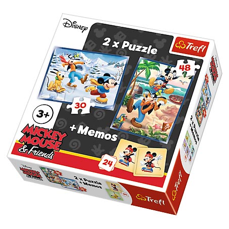 Myszka Mickey - zestaw: 2 x puzzle + memos 90604