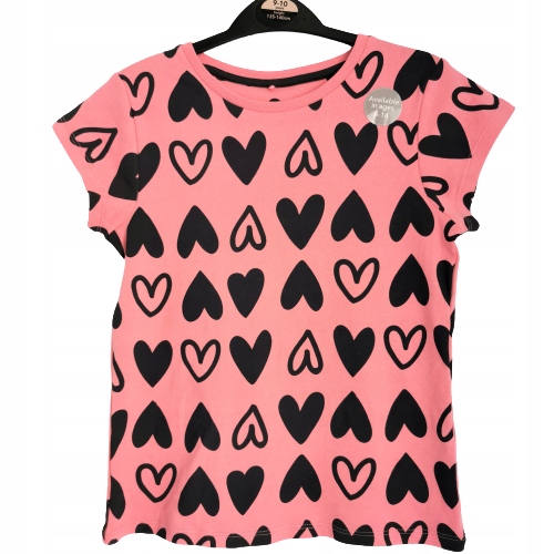Bluzeczka t-shirt różowa w serca GEORGE140 grubszy