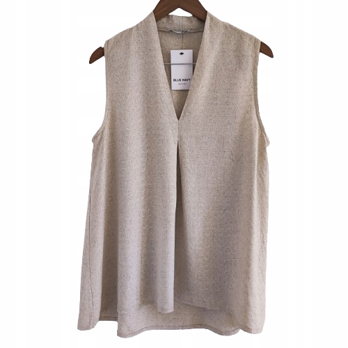 44 BLUE NAVY bluzka made in Italy włoska len lniana