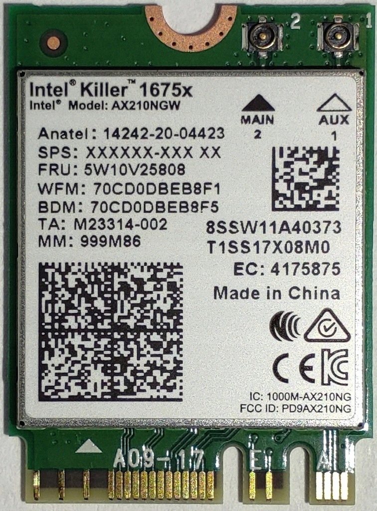 Killer Wi-Fi 6E AX1675 Intel AX210