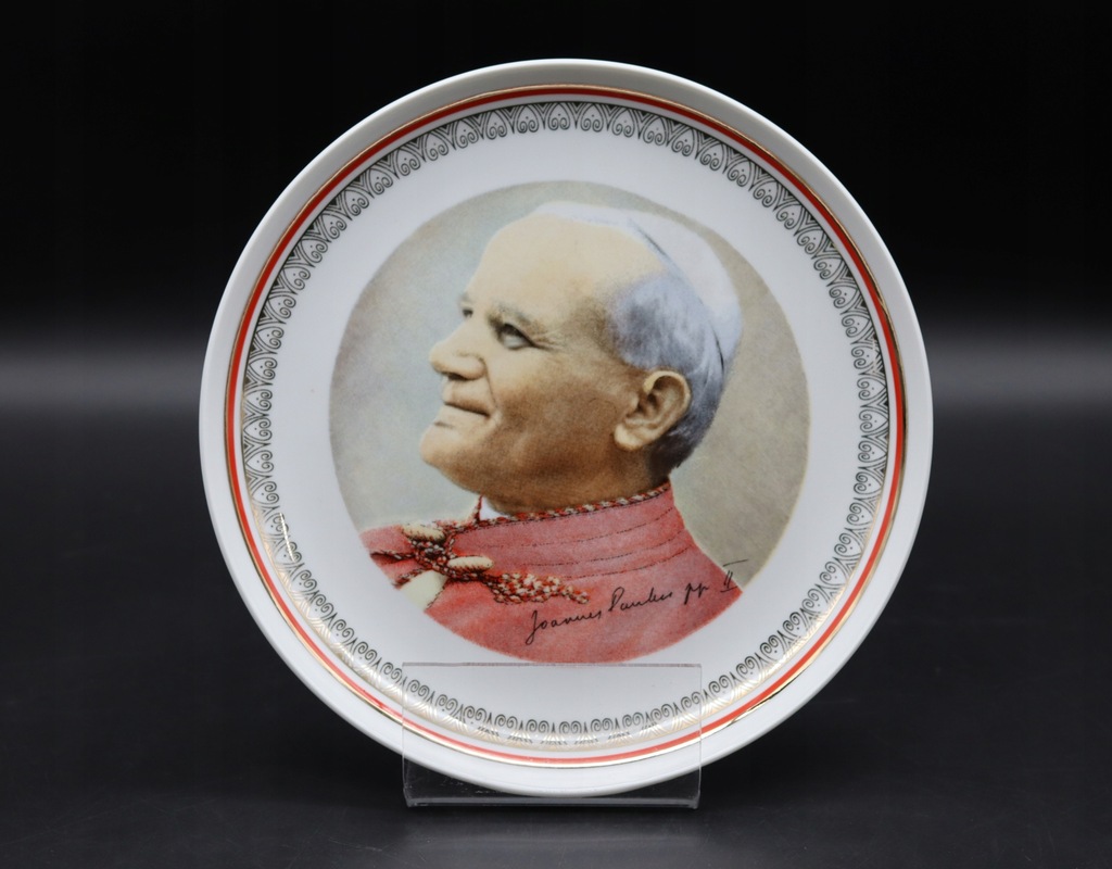 Porcelanowy talerz ozdobny z wizerunkiem Jana Pawła II