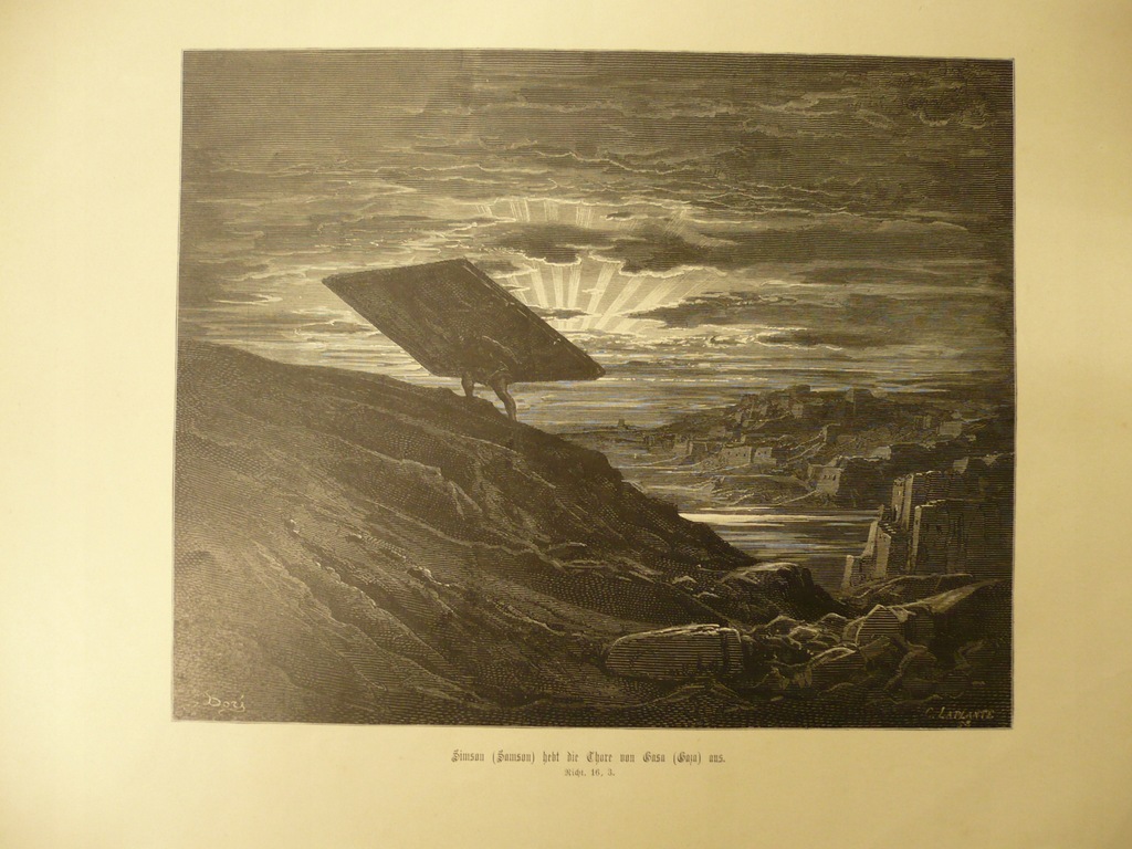 Gustav Dore, Samson unosi wrota do Gazy, oryg 1882