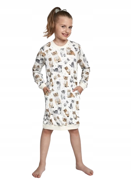 Koszulka nocna dziewczeca,Kotki,długi rękaw 134-140