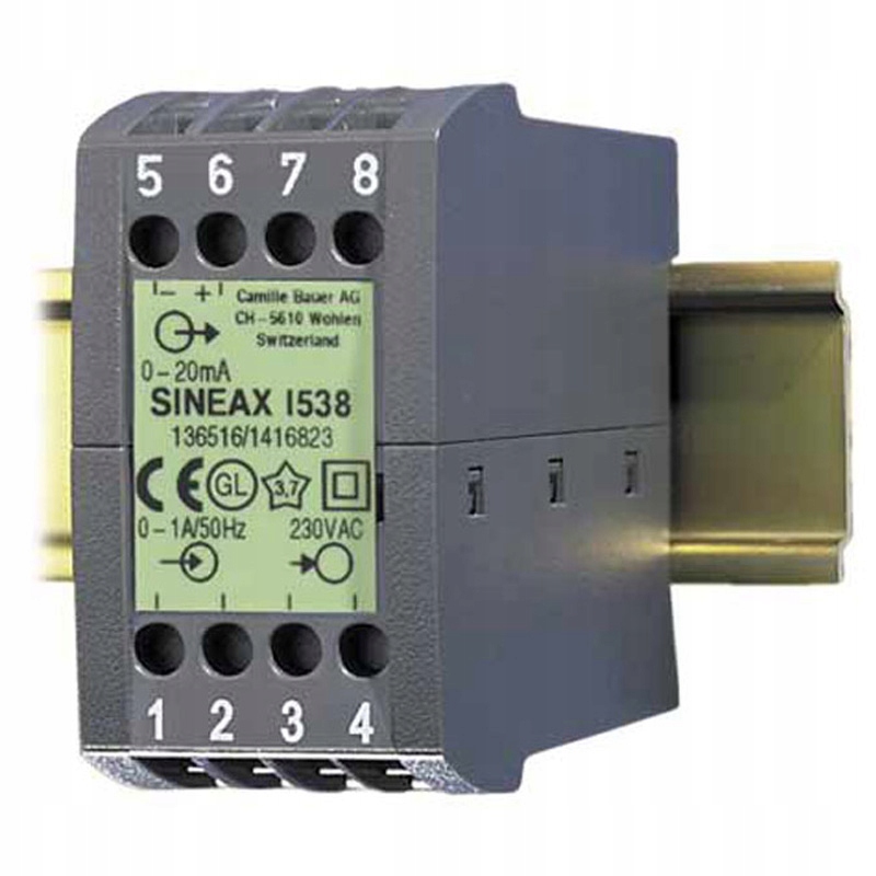 Przetwornik prądu Sineax I538 wej. 0 - 5 A, wyj. 4 - 20 mA, 230 V AC 137449