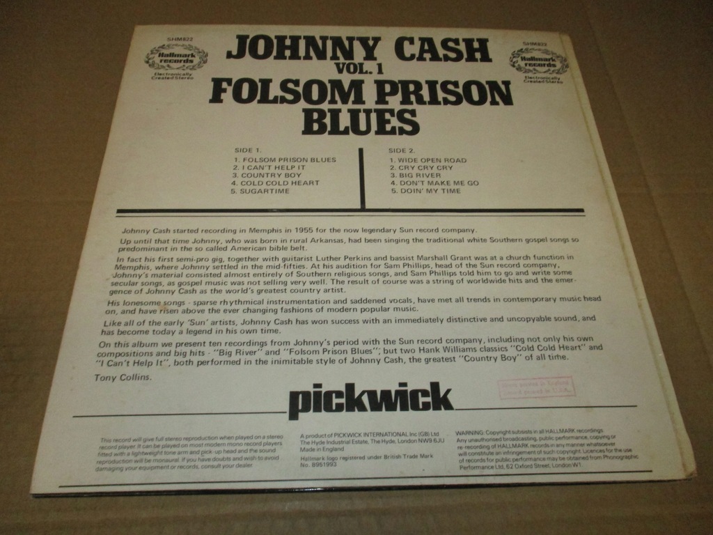 Купить JOHNNY CASH FOLSOM PRISON BLUES VOL.1 LP 1973 UK: отзывы, фото, характеристики в интерне-магазине Aredi.ru