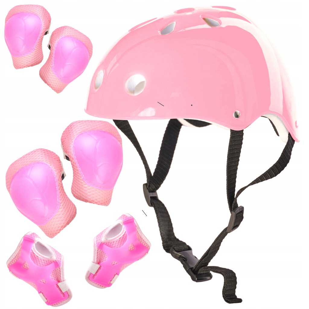 Kask ochraniacze na rolki deskorolkę regulacja różowy dla dzieci