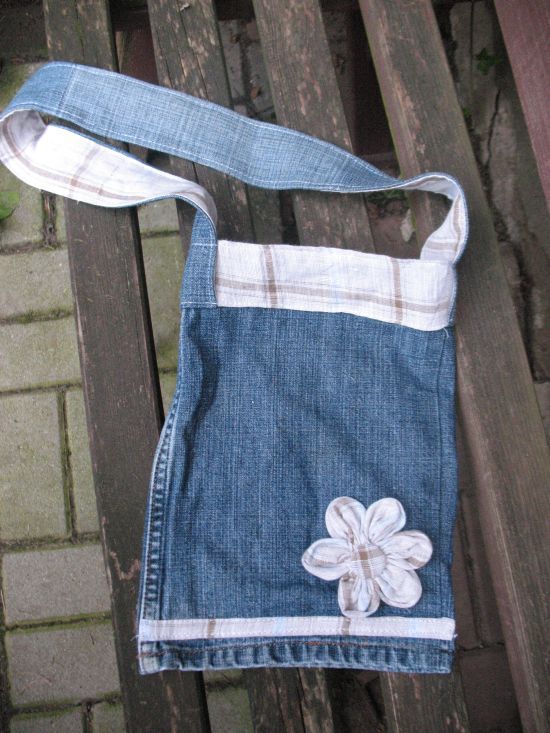 Jeansowa torebka z kwiatkiem Vintage