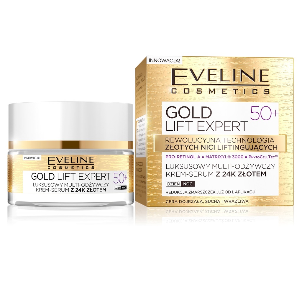 Krem do twarzy Eveline Cosmetics Gold Lift Expert 50+ dzień i noc 50 ml