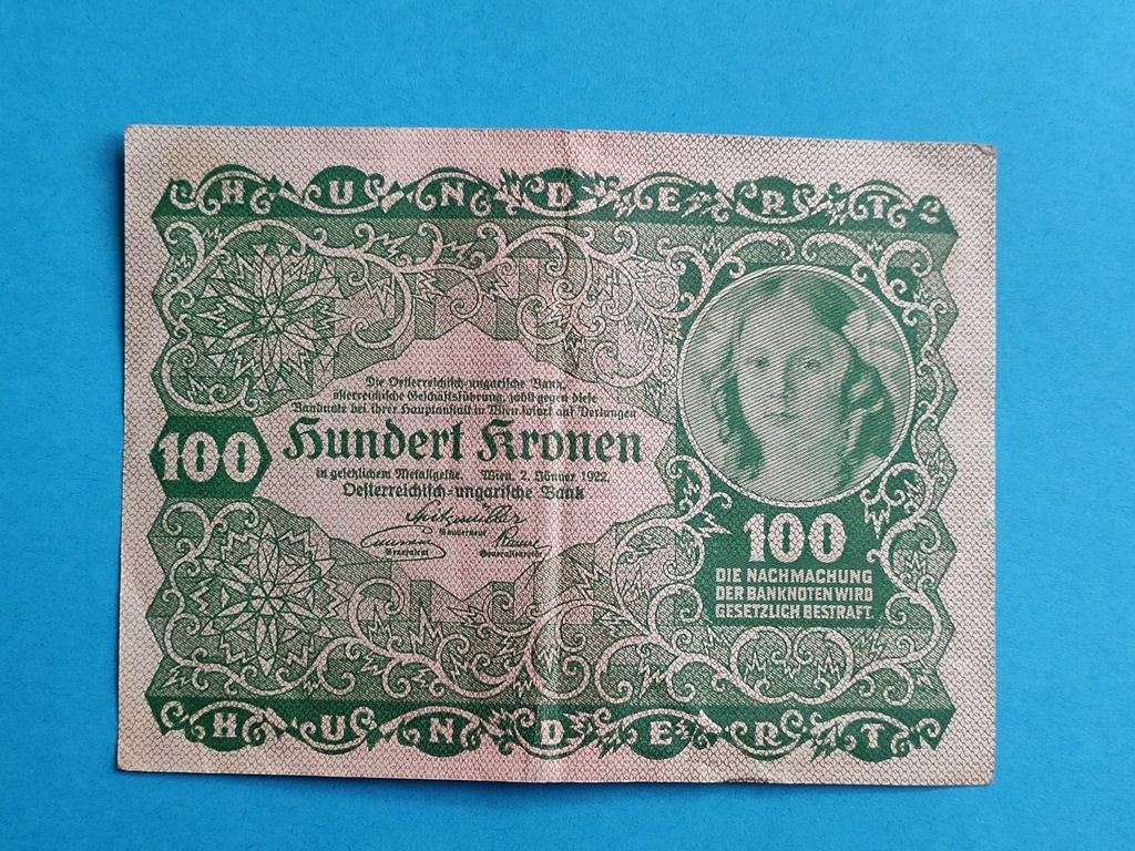 100 koron 1922 rok