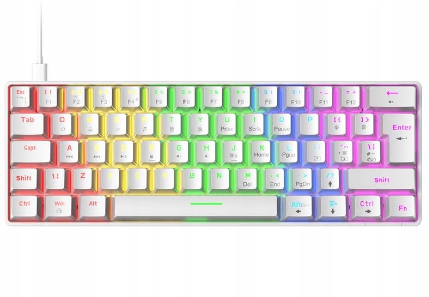 Купить МЕХАНИЧЕСКАЯ КЛАВИАТУРА С ПОДСВЕТКОЙ RGB 60% ИГРОВАЯ БЕЛАЯ: отзывы, фото, характеристики в интерне-магазине Aredi.ru