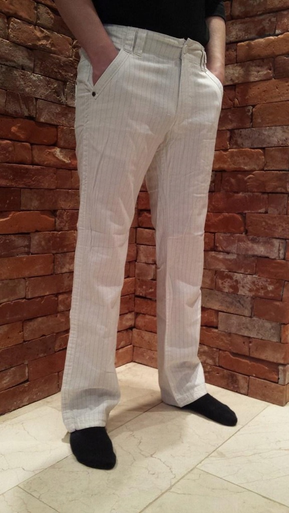 REFREE białe spodnie na lato jak lniane pas 86