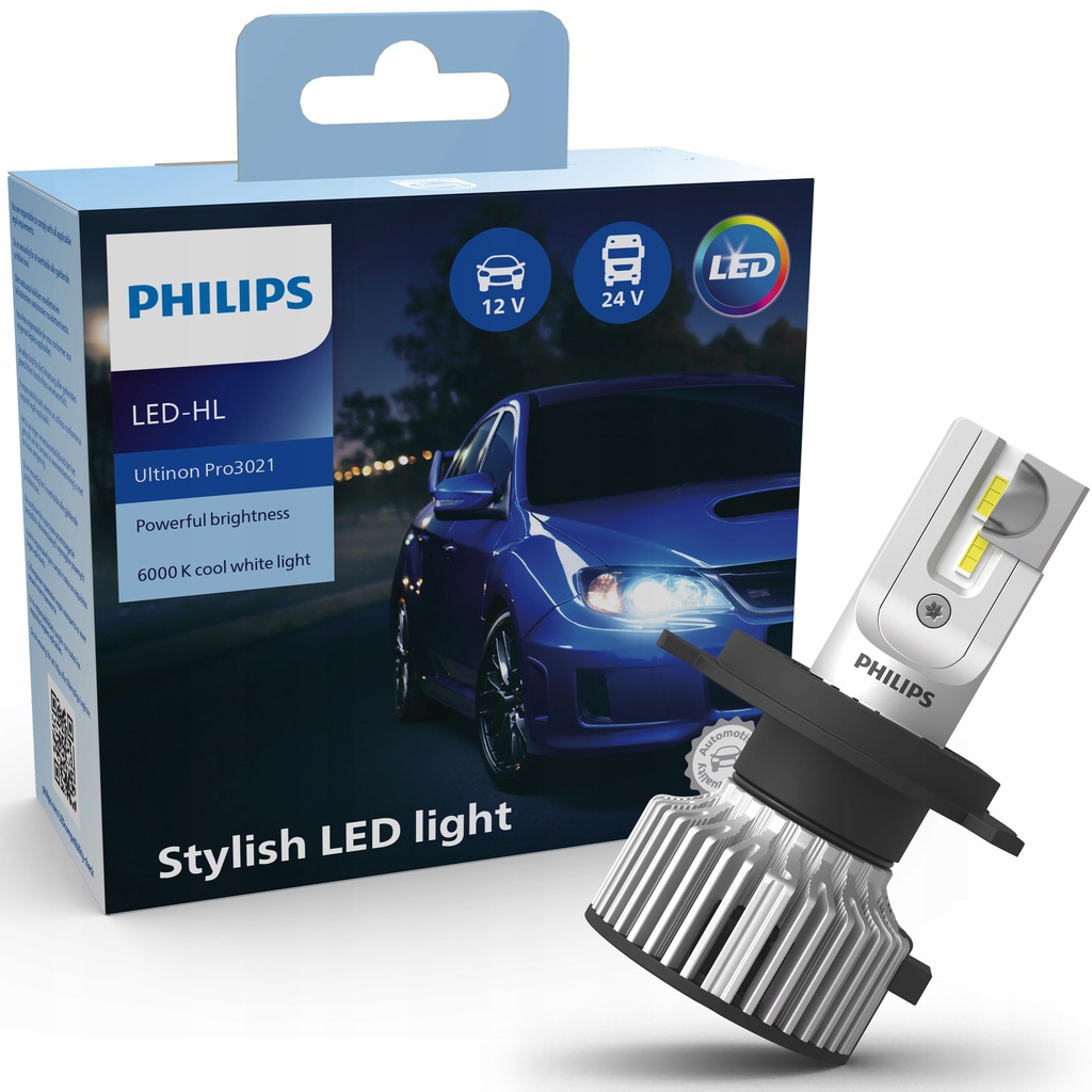 Philips żarówki LED H4 Ultinon Pro3021 6000K 12/24 - komplet 2szt.