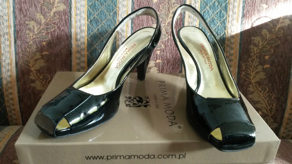 PRIMA MODA włoskie sandałki 37,5 skóra lakier nowe