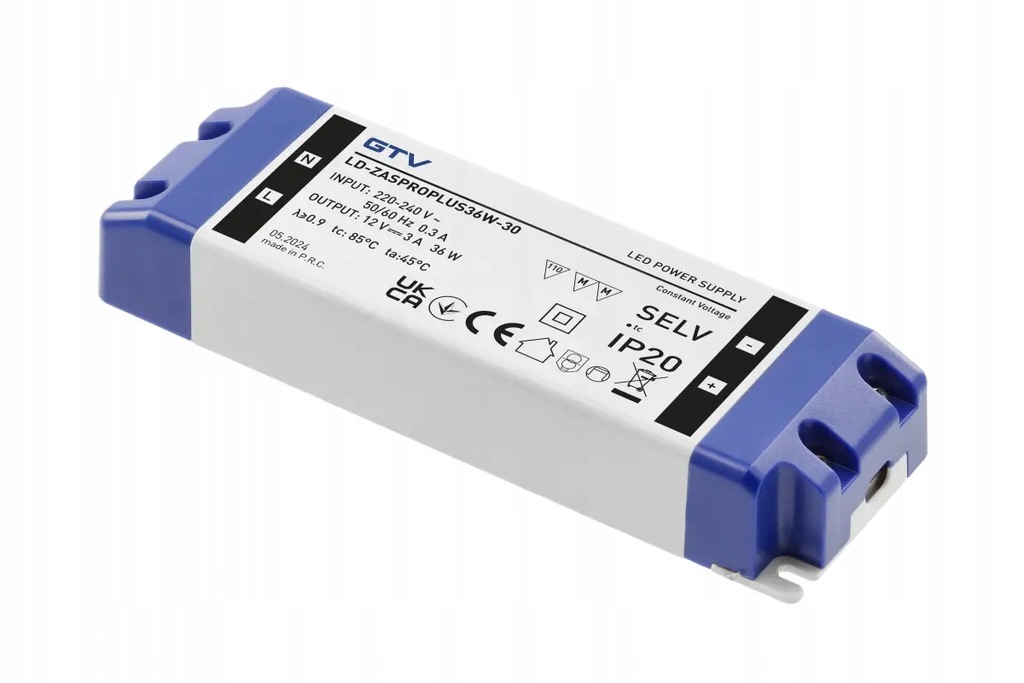 ZASILACZ MEBLOWY TRANSFORMATOR DO TAŚM TAŚMY LED GTV PRO+ 12V 36W IP20