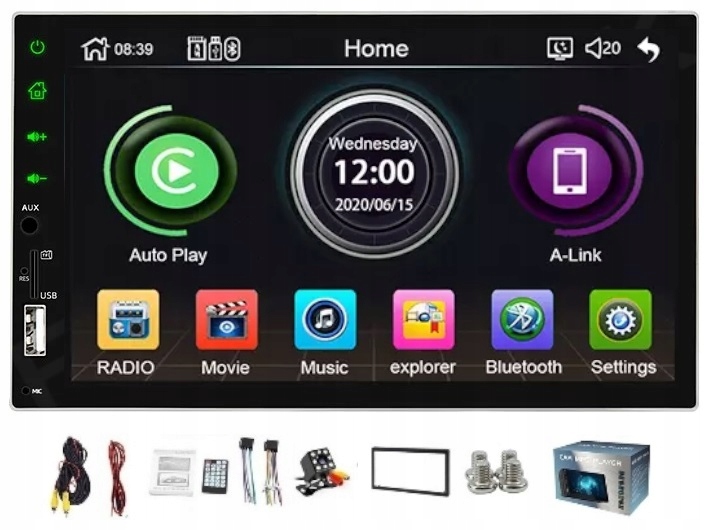RADIO 2 DIN ANDROID AUTO CARPLAY USB MICRO SD AUX