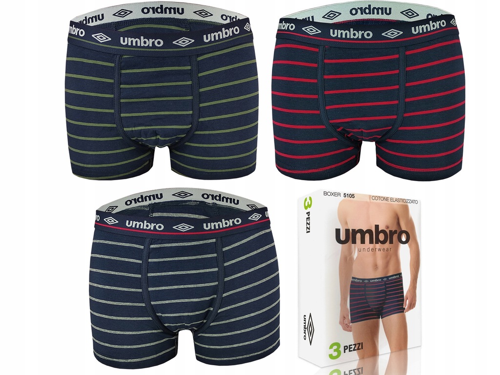 MĘSKIE BOKSERKI UMBRO 5105, KOLORY, 3PAK, L