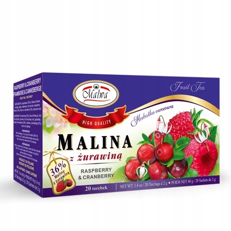 Herbatka malina + żurawina 20*2g MALWA ____________