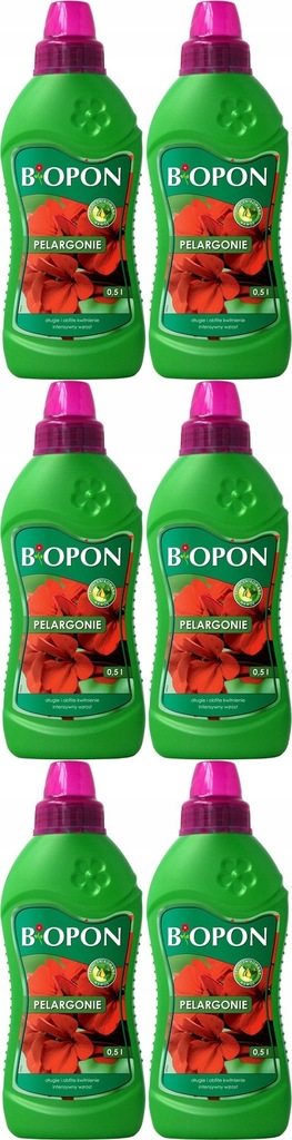 BIOPON płynny nawóz do PELARGONII 6x0,5l