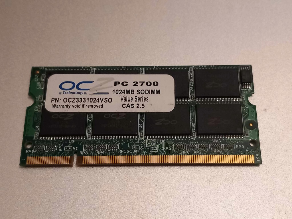 Pamięć OCZ 1GB DDR SoDIMM 333MHz PC2700