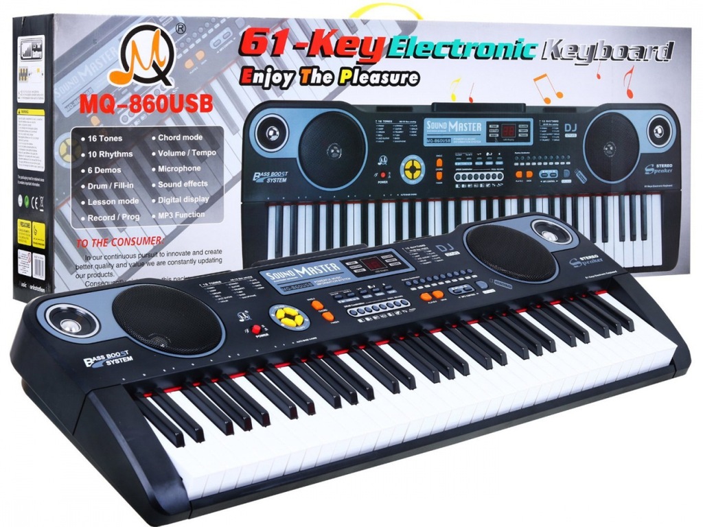 Keyboard z funkcjami dla dzieci 5+ Zestaw muzyczny Tryb lekcji Mikrofon - m