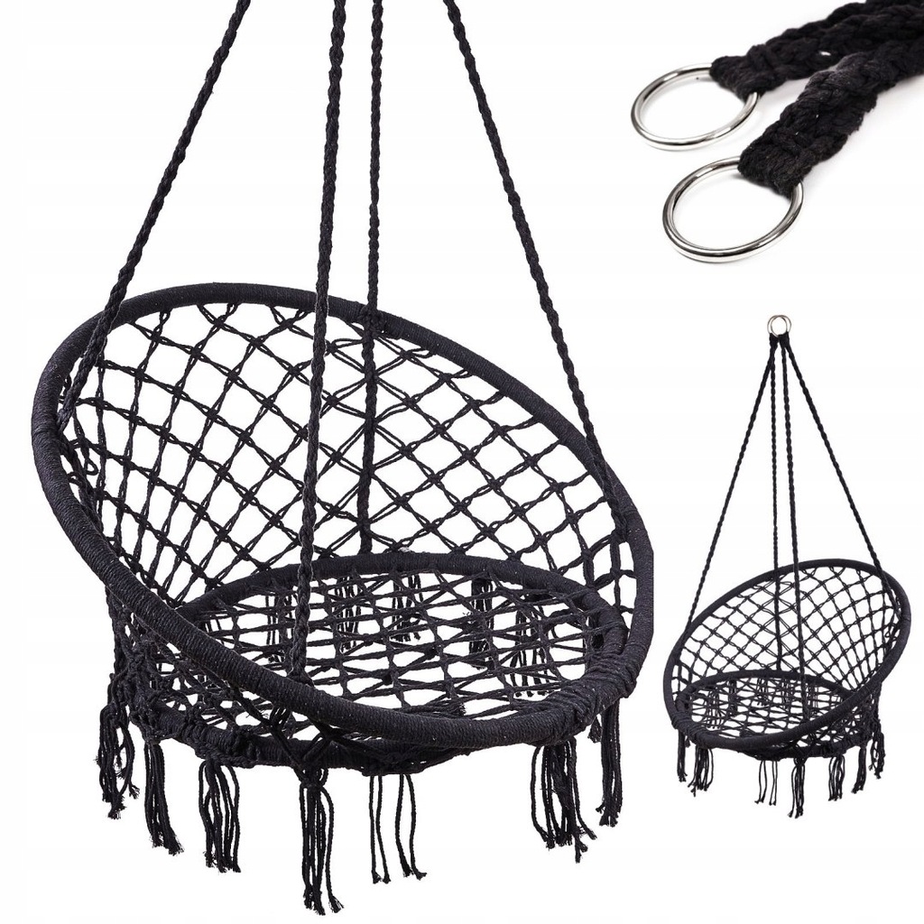 Huśtawka fotel bocianie gniazdo z oparciem czarna