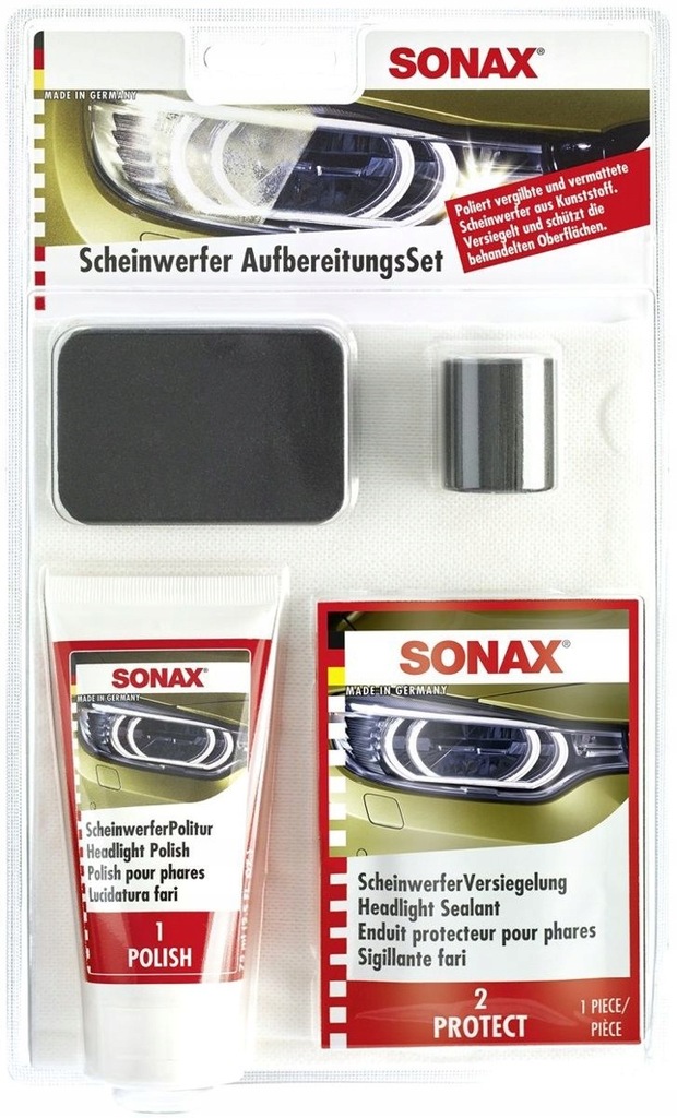 Sonax zestaw do polerowania renowacji reflektorów